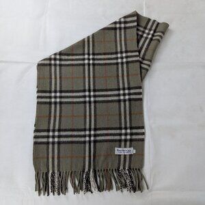 Burberry Vintage Pure Cashmere Classic Nova Check Green Scarf - United Kingdom